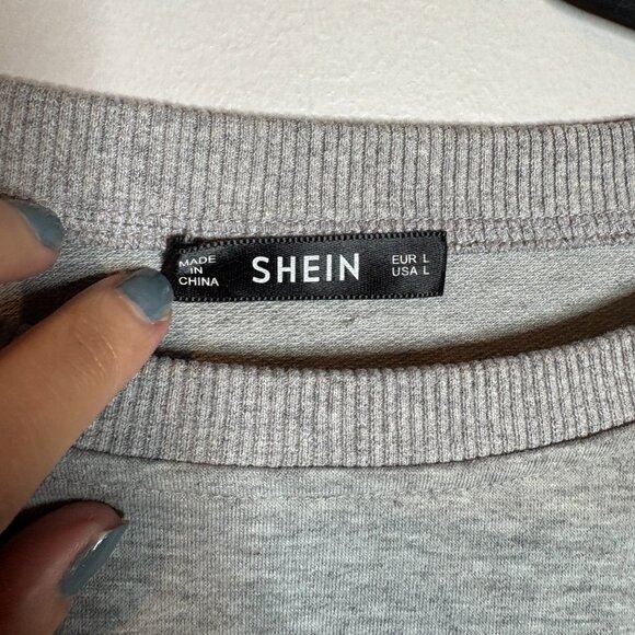 SHEIN grey sequin sleeve sweatshirt - Picture 2 of 3